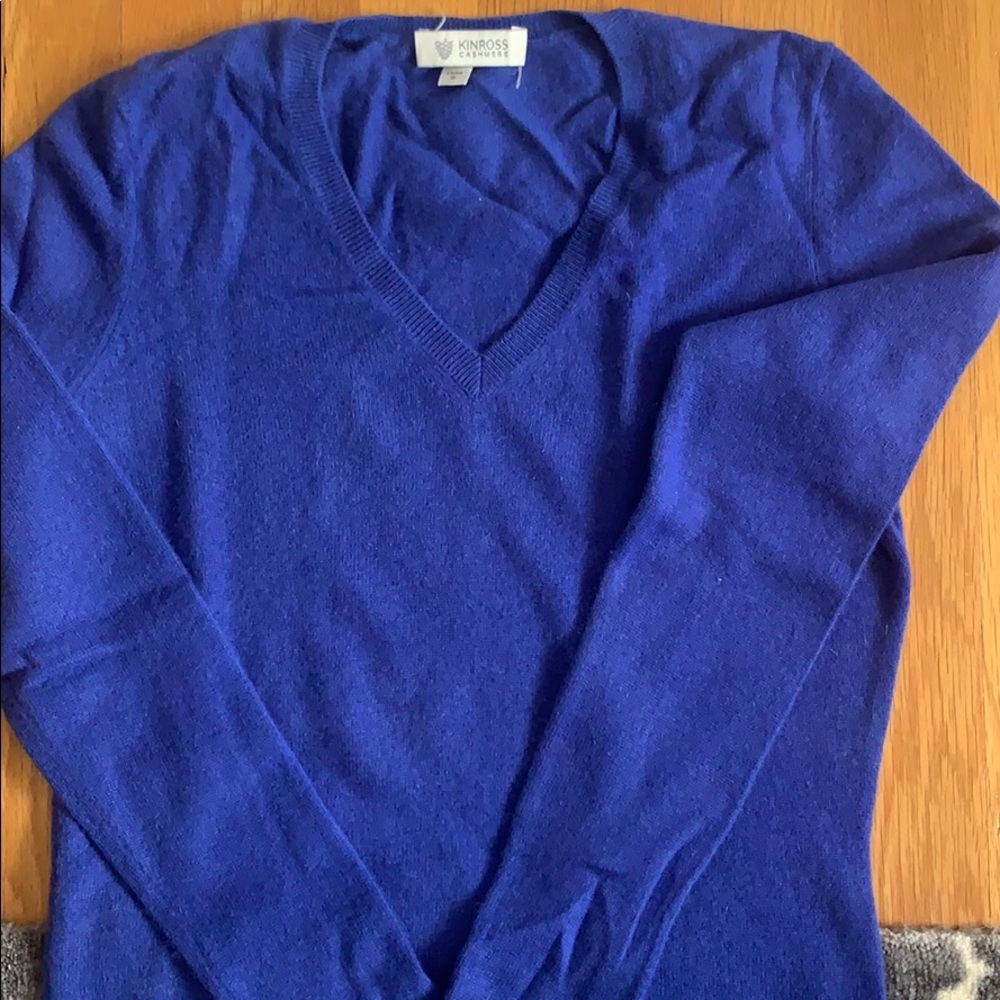 Cobalt Blue V Neck Cashmere Sweater